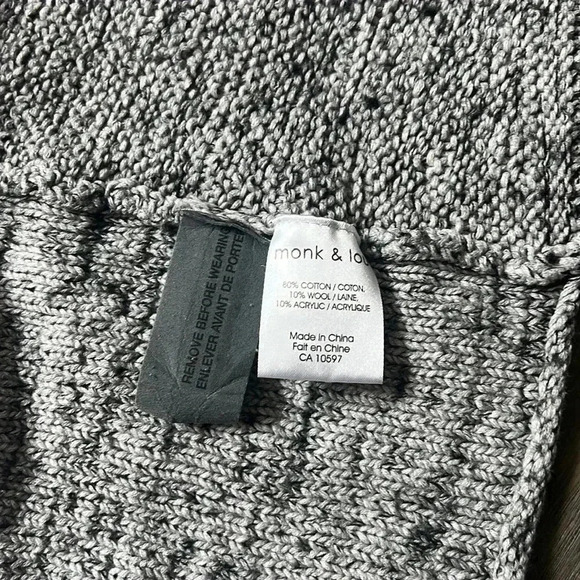 Monk & Lou | Grey cotton and wool blend knit cardigan - Picture 8 of 10